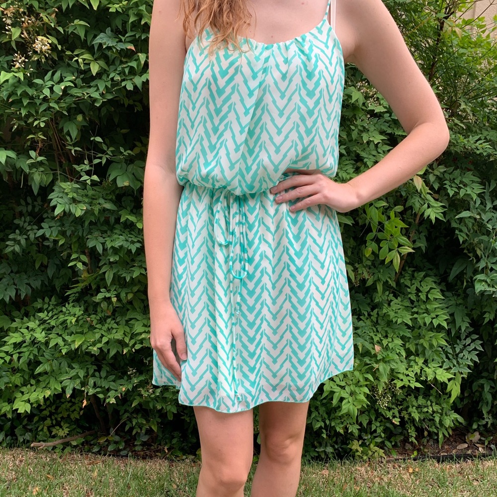 Teal & White Chiffon Dress